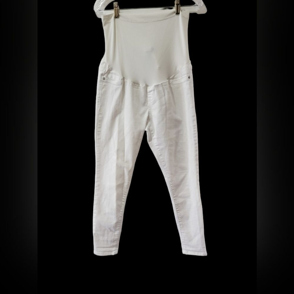 Liz Lange white maternity ankle pants size S cotton polyester spandex blend *